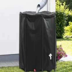 Vikbar vattentank med kran 1000 L - PVC regntunna | Färg: Grön | Storlek: 1000 L