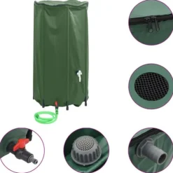 Vikbar vattentank med kran 380 L - PVC, slitstark | Färg: Grön | Storlek: 380 L