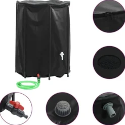 Vikbar vattentank med kran 1350 L - Slitstark PVC | Färg: Grön | Storlek: 1350 L