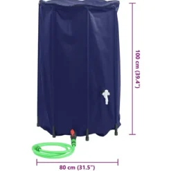 Vikbar vattentank med kran - PVC 500 L | Färg: Grön | Storlek: 500 L