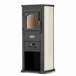 Vikingchoice gjutjärnskamin med kokplatta - 6.6kW till 8.5kW, värmer upp till 85m², avtagbar asklåda