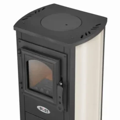 Vikingchoice gjutjärnskamin med kokplatta - 6.6kW till 8.5kW, värmer upp till 85m², avtagbar asklåda