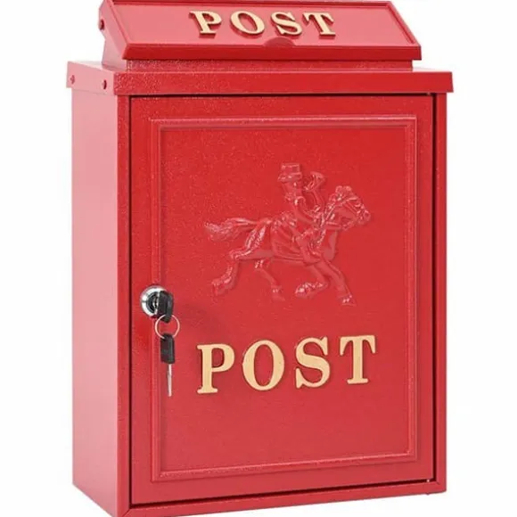 Vintage väggpostlåda - vidaXL - Röd - Gjutet aluminium - 29x13x41 cm - Korrosionsbeständig