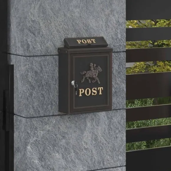 Vintage väggpostlåda - vidaXL - Bronze - Gjutet aluminium - 29x13x41 cm - Rostbeständig - Vattentät
