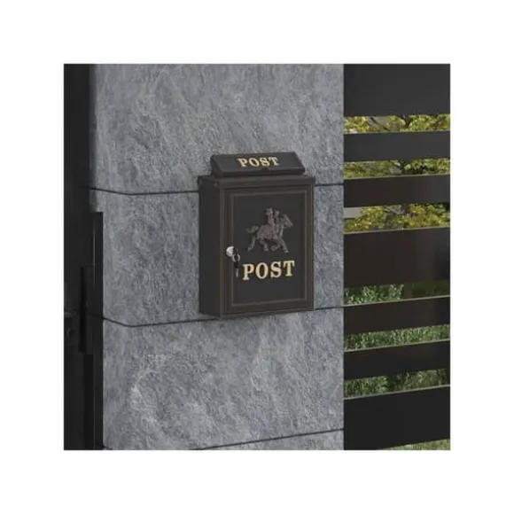 Vintage väggpostlåda - vidaXL - Bronze - Gjutet aluminium - 29x13x41 cm - Rostbeständig - Vattentät