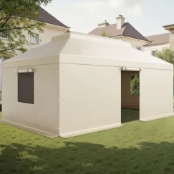 Vinterpaviljongöverdrag, 3,66x6,10m, Dubbel nivå, Sidoväggar, Nätfönster, Högdensitets PE-Förvaringskydd