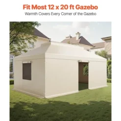 Vinterpaviljongöverdrag, 3,66x6,10m, Dubbel nivå, Sidoväggar, Nätfönster, Högdensitets PE-Förvaringskydd