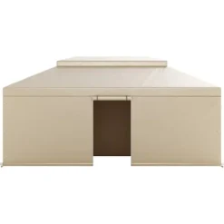 Vinterpaviljongöverdrag, 3,66x6,10m, Dubbel nivå, Sidoväggar, Nätfönster, Högdensitets PE-Förvaringskydd