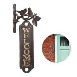 Välkomstskylt, 39,5x18x2 cm, Brun