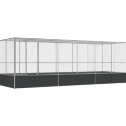 Voljär med utbyggnad silver 625x207x212 cm stål