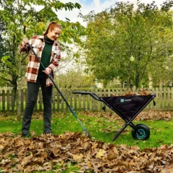 VONROC Hopfällbar Skottkärra – Lätt och Platsbesparande Trädgårdsvagn med 30 kg Kapacitet, Ergonomiska Handtag och Luftfyllda Hjul