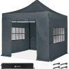 VONROC Partytält 3x3 m – Easy-Up med Sidoväggar – UV-skydd, Vattentålig, Justerbar Höjd