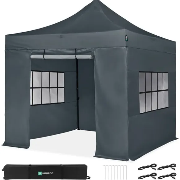 VONROC Partytält 3x3 m – Easy-Up med Sidoväggar – UV-skydd, Vattentålig, Justerbar Höjd
