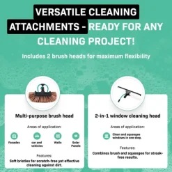 VONROC Teleskopisk tvättborste – 6.50m | Inkl. multifunktionsborste, 2-i-1 fönsterrengörare, slang och tvåldispenser