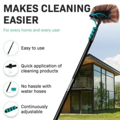 VONROC Teleskopisk tvättborste – 6.50m | Inkl. multifunktionsborste, 2-i-1 fönsterrengörare, slang och tvåldispenser