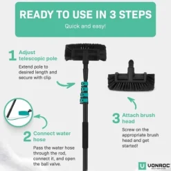 VONROC Teleskopisk tvättborste – 4,60m | Inkl. Multifunktionsborste, slang och tvåldispenser