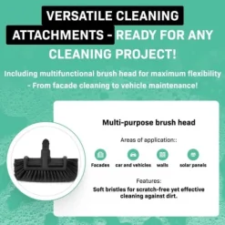 VONROC Teleskopisk tvättborste – 4,60m | Inkl. Multifunktionsborste, slang och tvåldispenser
