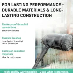 VONROC Teleskopisk tvättborste – 4,60m | Inkl. Multifunktionsborste, slang och tvåldispenser