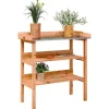 Växtbord med hylla brun 78x38x82,5 cm massivt granträ