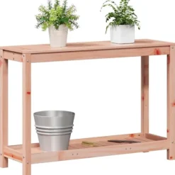 Växtbord med hylla i massivt douglasträ - Planteringsbord | Storlek: 108x35x75 cm | Färg: Natur