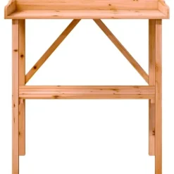 Växtbord med hylla i massivt granträ - Perfekt för trädgård och uteplats | Färg: Brun | Storlek: 78x38x82,5 cm