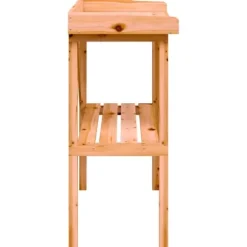 Växtbord med hylla i massivt granträ - Perfekt för trädgård och uteplats | Färg: Brun | Storlek: 78x38x82,5 cm