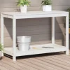 Växtbord med hylla vit 108x50x75 cm massivt furu