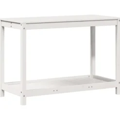 Växtbord med hylla vit 108x50x75 cm massivt furu