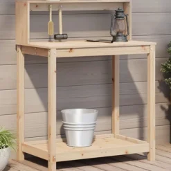 Växtbord med hylla 82,5x50x109,5 cm massiv furu