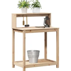 Växtbord med hylla 82,5x50x109,5 cm massiv furu