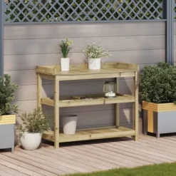 Växtbord med hyllor i impregnerad furu 108x45x86,5 cm | Färg: Natur | Storlek: 108x45x86,5 cm