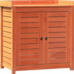 Växtbord med hyllor i massiv furu - Planteringsbord för trädgård | Färg: Brun | Storlek: 82,5x50x86,5 cm