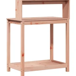 Växtbord med hyllor i massivt douglasträ - Planteringsbord | Storlek: 82,5x50x109,5 cm | Färg: Natur