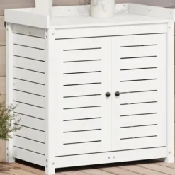 Växtbord med hyllor vit 82,5x50x86,5 cm massiv furu