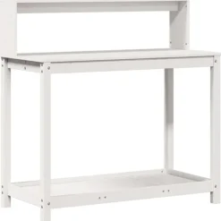 Växtbord med hyllor vit 108x50x109,5 cm massiv furu