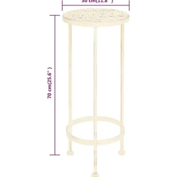 Växtbord set 3 st vintage stil metall antikvit
