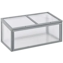 Växthus för odlingsbädd, 90x46x40 cm, Grå