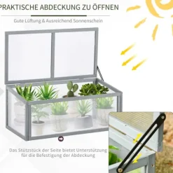 Växthus för odlingsbädd, 90x46x40 cm, Grå