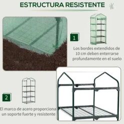 Växthus för trädgården - Hyllväxthus - 4 hyllplan - PE-överdrag - Vattentätt - För odling - Grön