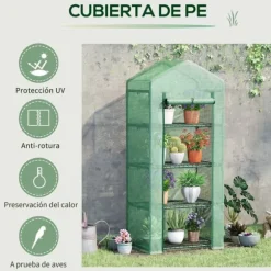 Växthus för trädgården - Hyllväxthus - 4 hyllplan - PE-överdrag - Vattentätt - För odling - Grön