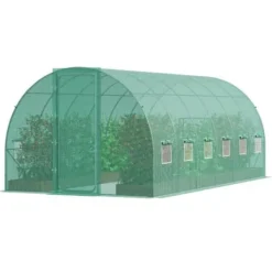 Växthus, Gångtunnel, 590x295x225 cm, Grön, Stålram