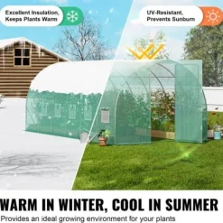 Växthus, Gångtunnel, 590x295x225 cm, Grön, Stålram