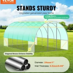 Växthus, Gångtunnel, 590x295x225 cm, Grön, Stålram