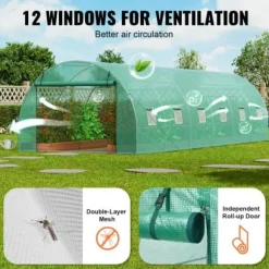 Växthus, Gångtunnel, 890x295x198 cm, Grön, Stålram