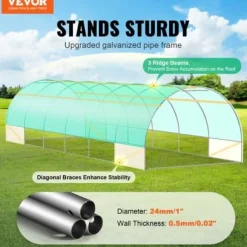 Växthus, Gångtunnel, 890x295x198 cm, Grön, Stålram