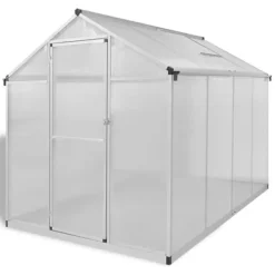 Växthus i aluminium 4,6 m² - UV-resistent och isolerat | Färg: Aluminium | Storlek: 4,6 m²