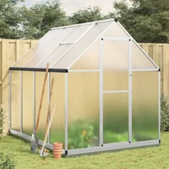 Växthus i aluminium 224x169x202 cm - Väderbeständig & UV-skydd | Färg: Silver | Storlek: 224x169x202 cm