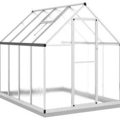 Växthus i aluminium 224x169x202 cm - Väderbeständig & UV-skydd | Färg: Silver | Storlek: 224x169x202 cm