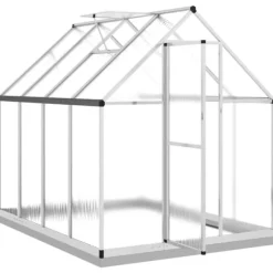 Växthus i aluminium 224x169x202 cm - Väderbeständig & UV-skydd | Färg: Silver | Storlek: 224x169x202 cm