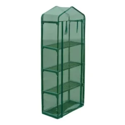 Växthus med 4 hyllor - Transparent grön UV-resistent film | Storlek: 69x32x160 cm